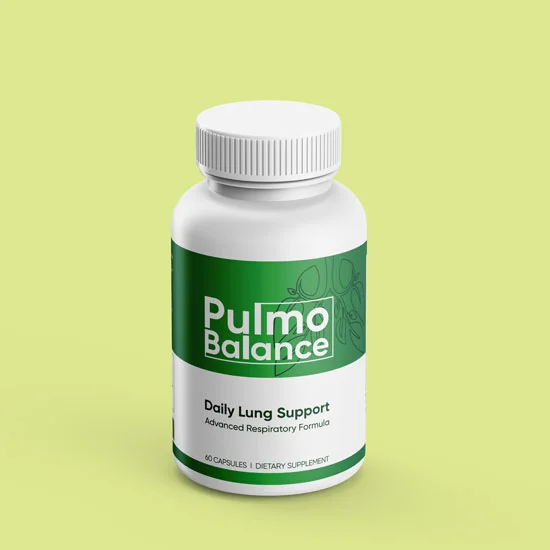 Pulmo Balance bottle label: Daily Lung Support, 60 capsules, dietary supplement